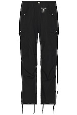 Reese Cooper Cotton Ripstop Wide Leg Cargo Pant in Black, view 1, click to view large image.