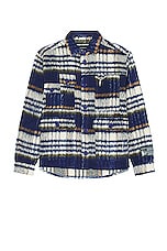 Reese Cooper Brushed Wool Flannel Shirt in Blue, view 1, click to view large image.