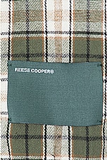 Reese Cooper Cropped Split Flannel Shirt in Green, view 3, click to view large image.