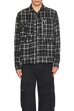 Reese Cooper Cargo Pocket Flannel Shirt in Black, view 4, click to view large image.