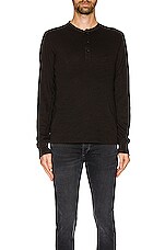 Rag & Bone Classic Henley in Jet Black, view 3, click to view large image.