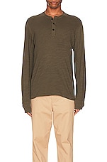 Rag & Bone Classic Flame Henley in Olive, view 3, click to view large image.
