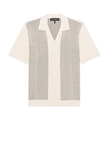 Rag & Bone Harvey Knit Camp Shirt in Ivory, view 1, click to view large image.