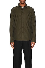 Rag & Bone Tomlin Oxford Shirt in Olive Night, view 3, click to view large image.