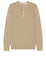 Rag & Bone Classic Henley in Taupe, view 1, click to view large image.