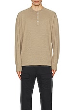 Rag & Bone Classic Henley in Taupe, view 3, click to view large image.