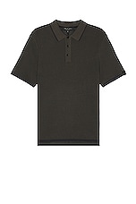 Rag & Bone Harvey Knit Polo in Shadow Green, view 1, click to view large image.
