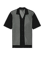 Rag & Bone Harvey Knit Camp Shirt in Black & White, view 1, click to view large image.