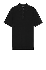 Rag & Bone Harvey Knit Polo in Black, view 1, click to view large image.