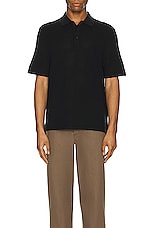 Rag & Bone Harvey Knit Polo in Black, view 3, click to view large image.