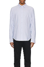 Rag & Bone Fit 2 Engineered Oxford Shirt in Blue Stripe, view 4, click to view large image.