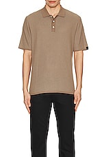 Rag & Bone Harvey Knit Polo in Taupe, view 3, click to view large image.