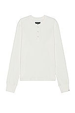 Rag & Bone Lightweight Waffle Henley in Ivory, view 1, click to view large image.