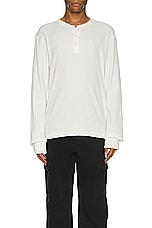 Rag & Bone Lightweight Waffle Henley in Ivory, view 3, click to view large image.
