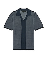 Rag & Bone Harvey Knit Camp Shirt in Blue, view 1, click to view large image.