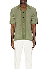 Rag & Bone Harvey Knit Camp Shirt in Sage, view 4, click to view large image.