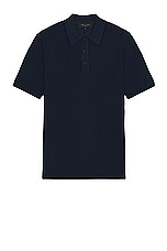 Rag & Bone Harvey Knit Polo in Blue, view 1, click to view large image.