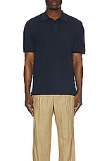 Rag & Bone Harvey Knit Polo in Blue, view 3, click to view large image.