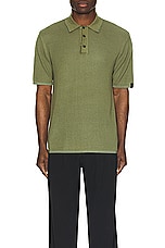 Rag & Bone Harvey Knit Polo in Sage, view 3, click to view large image.