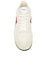 Rag & Bone Retro Court Sneaker in Off White & Red, view 4, click to view large image.