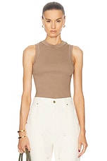 RENGGLI High Neck Tank Top in Oatmeal, view 1, click to view large image.