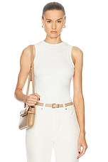 RENGGLI High Neck Tank Top in Off White, view 1, click to view large image.