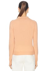 RENGGLI Long Sleeve Polo in Apricot, view 3, click to view large image.