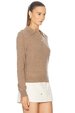 RENGGLI Long Sleeve Polo in Oatmeal, view 2, click to view large image.