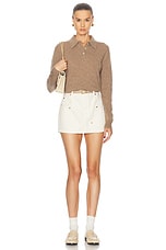 RENGGLI Long Sleeve Polo in Oatmeal, view 4, click to view large image.