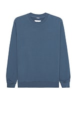 Reigning Champ Lightweight Terry Classic Crewneck in Washed Blue, view 1, click to view large image.