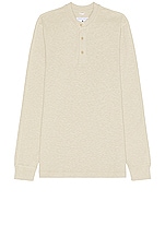 Reigning Champ Slub Long Sleeve Henley in Dune, view 1, click to view large image.