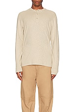 Reigning Champ Slub Long Sleeve Henley in Dune, view 3, click to view large image.