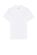 Reigning Champ Lightweight Jersey Polo in White, view 1, click to view large image.