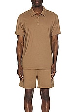 Reigning Champ Lightweight Jersey Polo in Clay, view 3, click to view large image.
