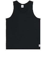 Reigning Champ Lightweight Jersey Tank Top in Black, view 1, click to view large image.