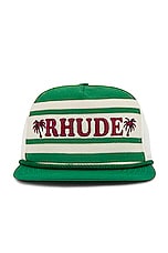 Rhude Beach Club Hat in Green & Cream, view 1, click to view large image.