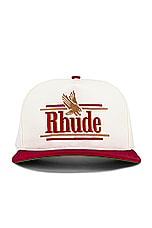 Rhude Rossa Structured Hat in Ivory & Red, view 1, click to view large image.