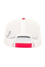 Rhude Patch Trucker Hat in Off White & Red, view 2, click to view large image.