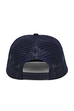 Rhude Cellier Trucker Hat in Navy & Cream, view 2, click to view large image.