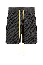 Rhude Zebra Shorts in Black & Charcoal, view 1, click to view large image.