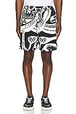 Rhude Strada Silk Short in Black & White, view 4, click to view large image.
