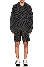Rhude Zebra Hoodie in Black & Charcoal, view 4, click to view large image.