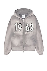 Rhude x Automobili Lamborghini Full Zip Hoodie in Grey, view 1, click to view large image.