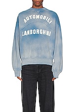 Rhude x Automobili Lamborghini Extended Rib Crewneck in Washed Blue, view 3, click to view large image.