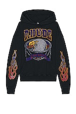 Rhude Screaming Eagle Hoodie in Vintage Black, view 1, click to view large image.