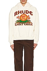 Rhude Rhude St. Croix Hoodie in Vintage White, view 3, click to view large image.