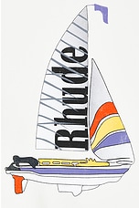Rhude Catamaran Champion Crewneck in Cream, view 3, click to view large image.