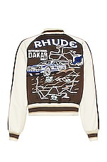 Rhude Souvenier Jacket in Brown & Cream, view 2, click to view large image.