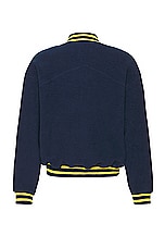 Rhude Oversized Logo Terry Varsity in Navy & Yellow, view 2, click to view large image.