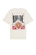 Rhude Card Tee in Vintage White, view 1, click to view large image.